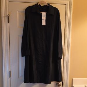 Black Long Sleeve Shirt Dress - Comfortable Everyday Dress